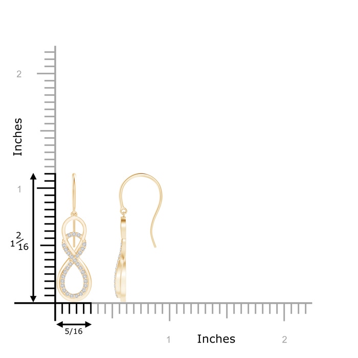 0.9mm HSI2 Interlinked Infinity Diamond Dangle Earrings in Yellow Gold Product Image