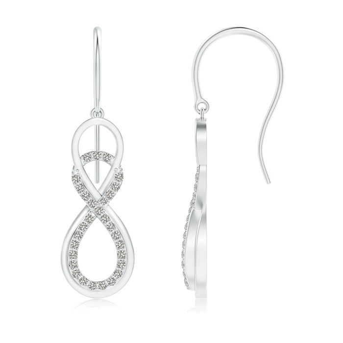 0.9mm KI3 Interlinked Infinity Diamond Dangle Earrings in White Gold 
