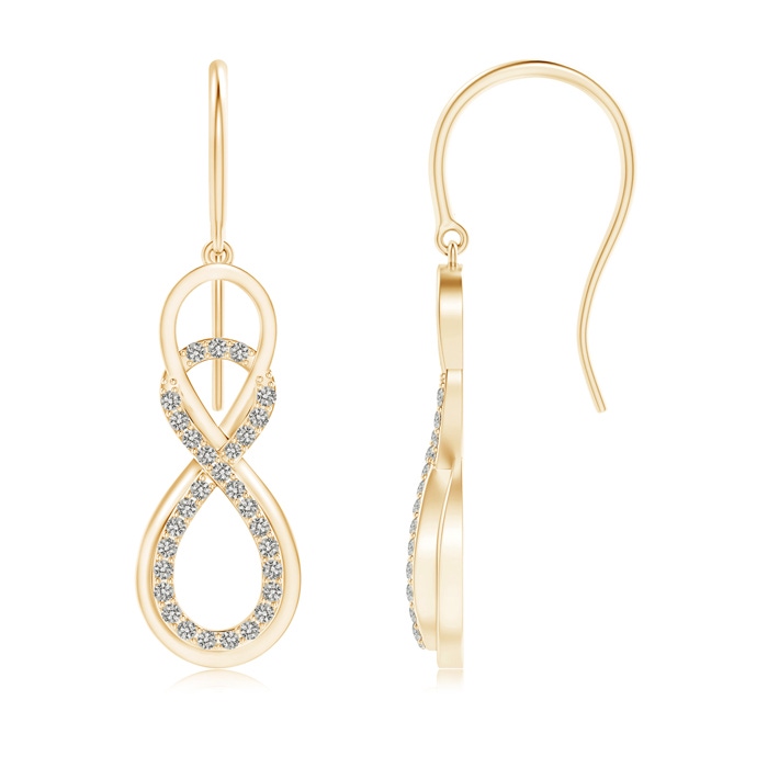0.9mm KI3 Interlinked Infinity Diamond Dangle Earrings in Yellow Gold 