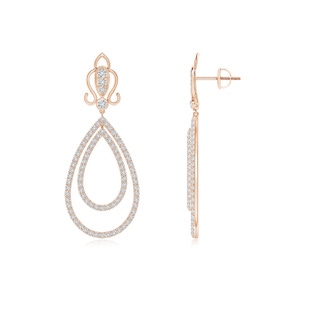 1.1mm HSI2 Vintage Style Diamond Double Drop Earrings in Rose Gold