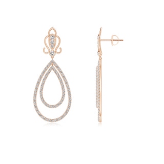 1.1mm IJI1I2 Vintage Style Diamond Double Drop Earrings in 9K Rose Gold