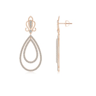 1.1mm KI3 Vintage Style Diamond Double Drop Earrings in Rose Gold