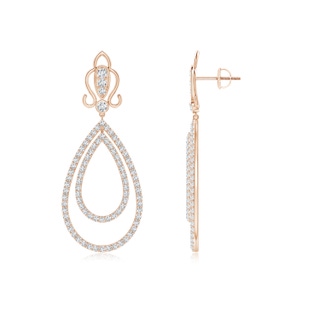 1.6mm GVS2 Vintage Style Diamond Double Drop Earrings in Rose Gold