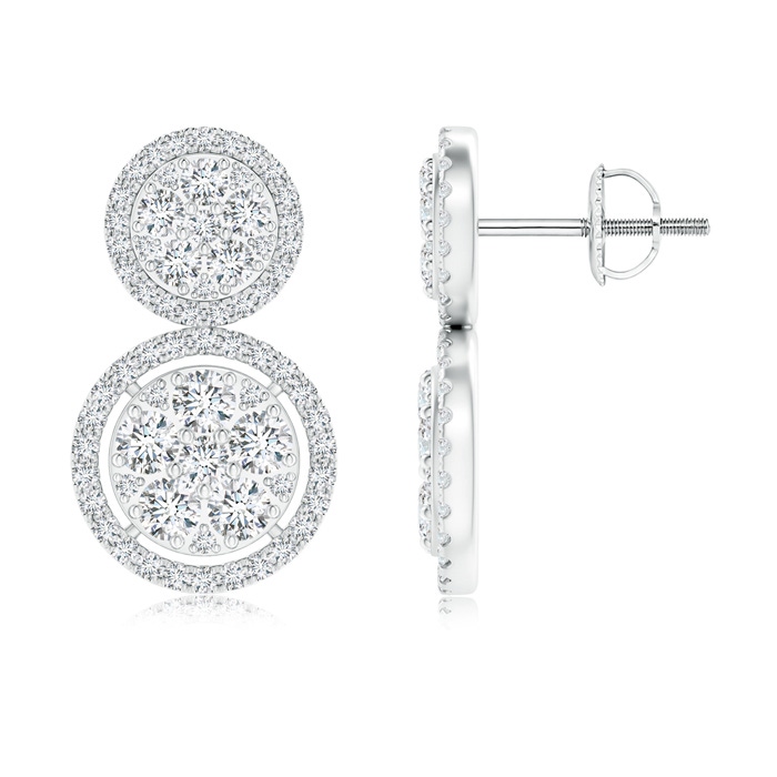 2.4mm GVS2 Two-Tier Diamond Clustre Halo Stud Earrings in White Gold