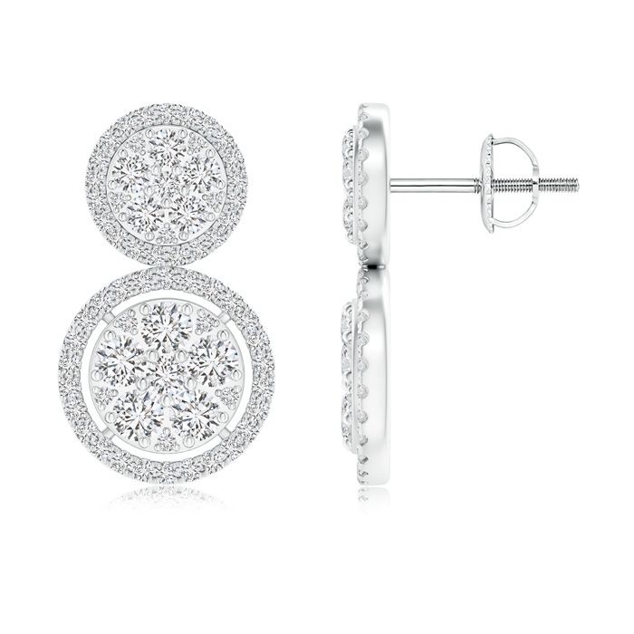 2.4mm HSI2 Two-Tier Diamond Clustre Halo Stud Earrings in White Gold 