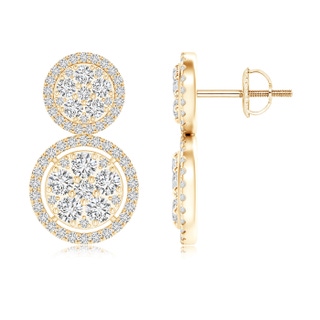 2.4mm HSI2 Two-Tier Diamond Clustre Halo Stud Earrings in Yellow Gold