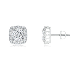 2.4mm GVS2 Cushion-Shaped Composite Diamond Halo Stud Earrings in White Gold