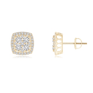 2.4mm HSI2 Cushion-Shaped Composite Diamond Halo Stud Earrings in Yellow Gold