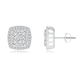 2.9mm HSI2 Cushion-Shaped Composite Diamond Halo Stud Earrings in White Gold