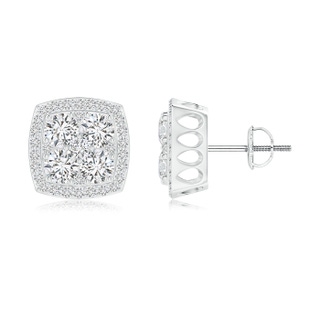 3.5mm HSI2 Cushion-Shaped Composite Diamond Halo Stud Earrings in White Gold