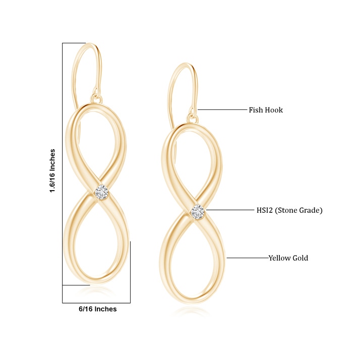 2mm HSI2 Gypsy-Set Diamond Infinity Dangle Earrings in 9K Yellow Gold product image