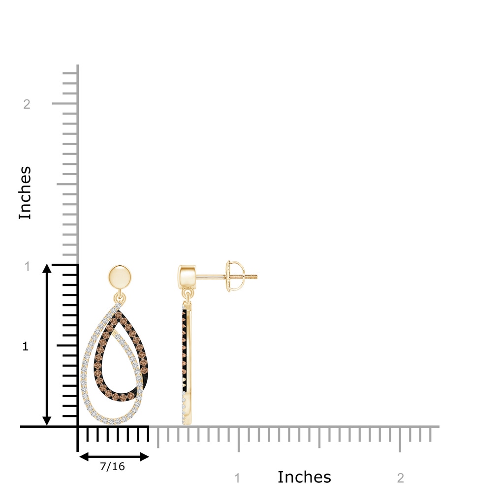 1.1mm AAA Interlinked Brown and White Diamond Loop Drop Earrings in Yellow Gold Product Image