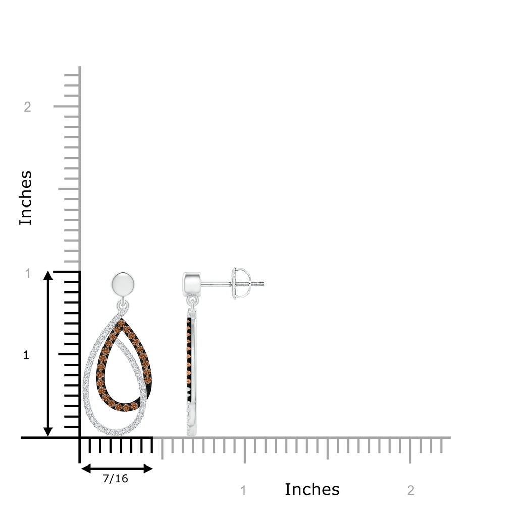 1.1mm AAAA Interlinked Brown and White Diamond Loop Drop Earrings in White Gold Product Image
