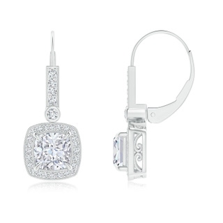 6mm GVS2 Vintage-Inspired Cushion Diamond Leverback Earrings in P950 Platinum