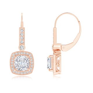 6mm GVS2 Vintage-Inspired Cushion Diamond Leverback Earrings in Rose Gold