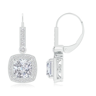 7mm HSI2 Vintage-Inspired Cushion Diamond Leverback Earrings in P950 Platinum