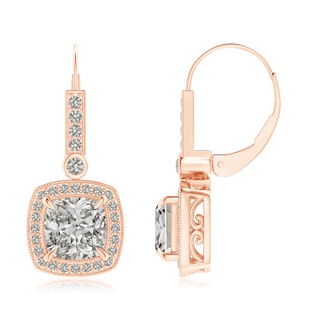 7mm KI3 Vintage-Inspired Cushion Diamond Leverback Earrings in 9K Rose Gold