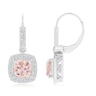 7mm AAA Vintage-Inspired Cushion Morganite Leverback Earrings in P950 Platinum