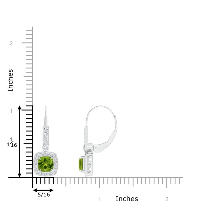 5mm AAAA Vintage-Inspired Cushion Peridot Leverback Earrings in P950 Platinum Product Image