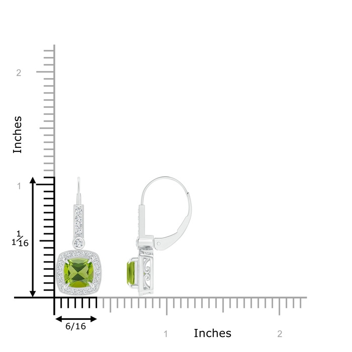 6mm AAA Vintage-Inspired Cushion Peridot Leverback Earrings in White Gold product image