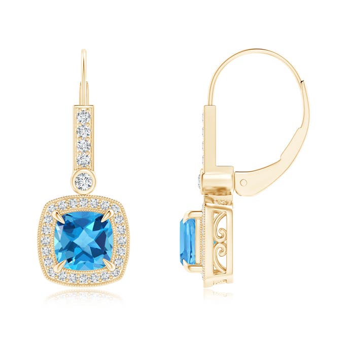 AAA - Swiss Blue Topaz / 2.59 CT / 14 KT Yellow Gold