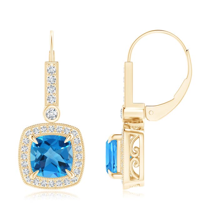 AAAA - Swiss Blue Topaz / 4.18 CT / 14 KT Yellow Gold