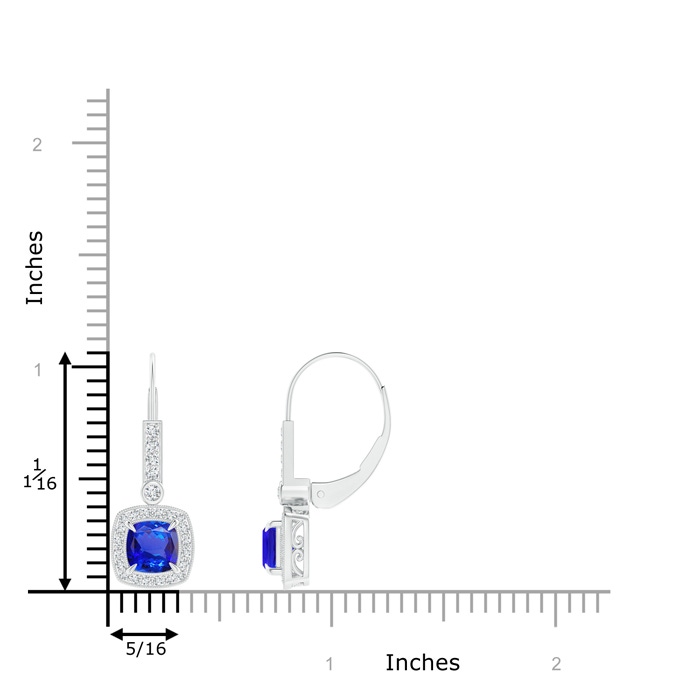 5mm AAA Vintage-Inspired Cushion Tanzanite Leverback Earrings in White Gold Product Image
