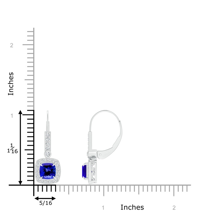 5mm AAAA Vintage-Inspired Cushion Tanzanite Leverback Earrings in White Gold product image