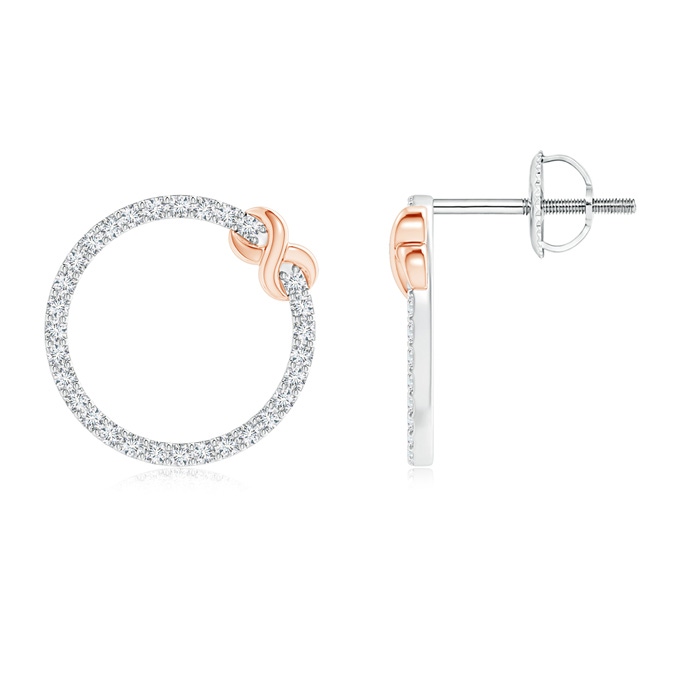 0.9mm GVS2 Diamond Circle Infinity Earrings in Two Tone in White Gold Rose Gold