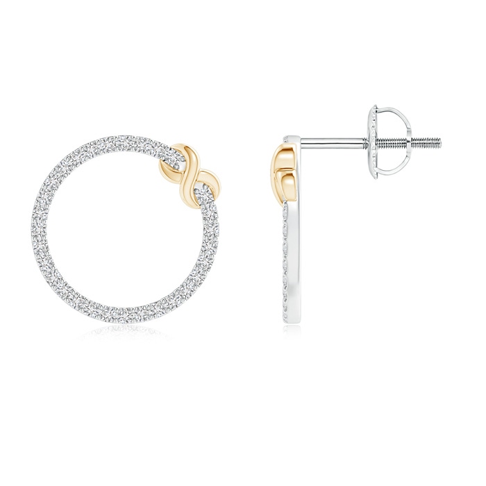 0.9mm HSI2 Diamond Circle Infinity Earrings in Two Tone in White Gold Yellow Gold