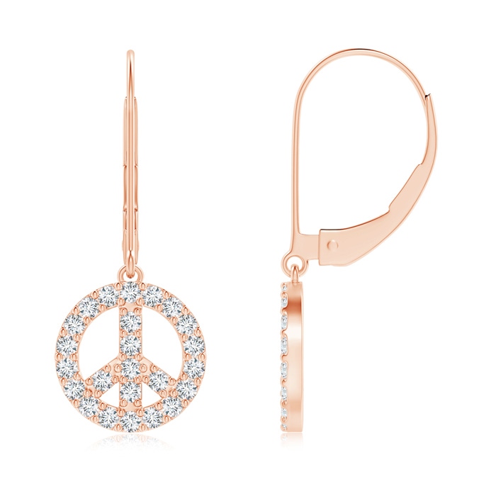 1.3mm GVS2 Diamond Peace Sign Leverback Earrings in Rose Gold 