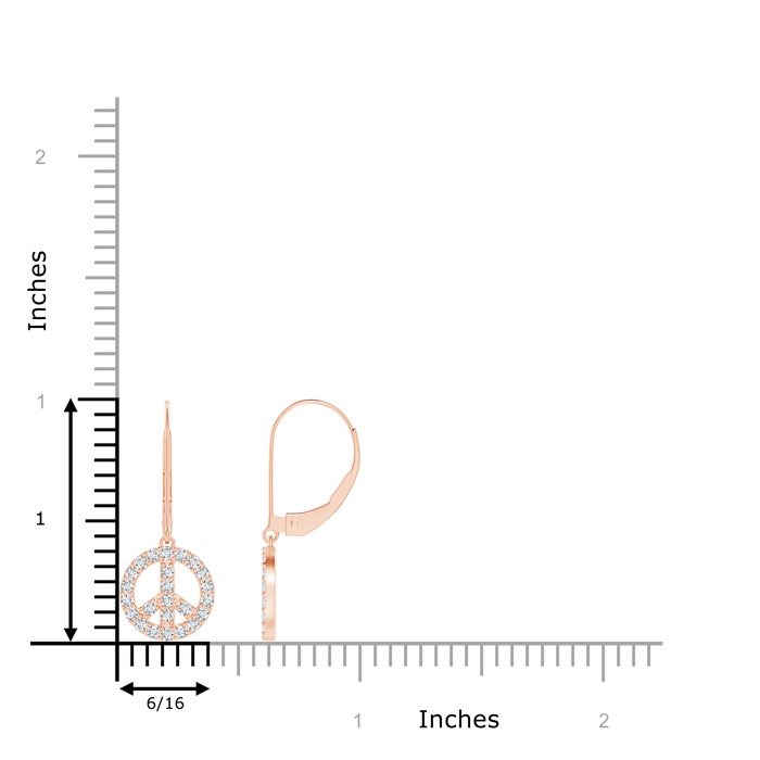 1.3mm GVS2 Diamond Peace Sign Leverback Earrings in Rose Gold product image