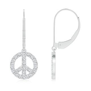 1.3mm GVS2 Diamond Peace Sign Leverback Earrings in White Gold