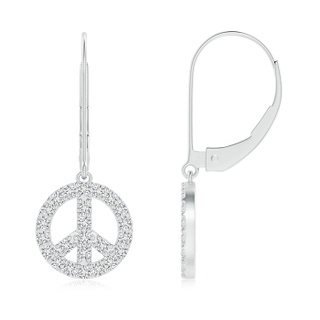 1.3mm HSI2 Diamond Peace Sign Leverback Earrings in White Gold