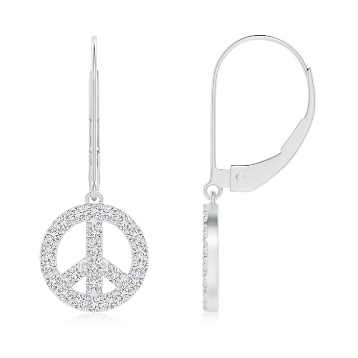 1.3mm HSI2 Diamond Peace Sign Leverback Earrings in White Gold 