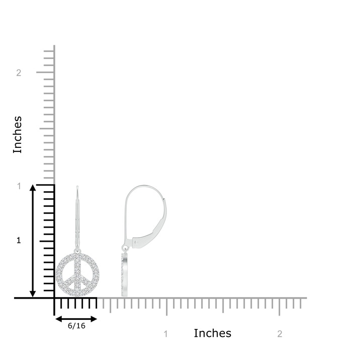 1.3mm HSI2 Diamond Peace Sign Leverback Earrings in White Gold product image