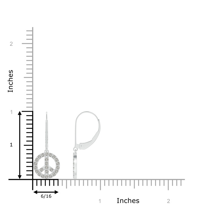 1.3mm KI3 Diamond Peace Sign Leverback Earrings in White Gold product image