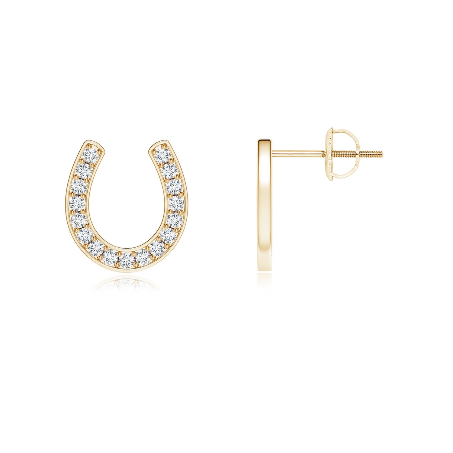 1.15mm GVS2 Pave-Set Diamond Horseshoe Stud Earrings in 18K Yellow Gold