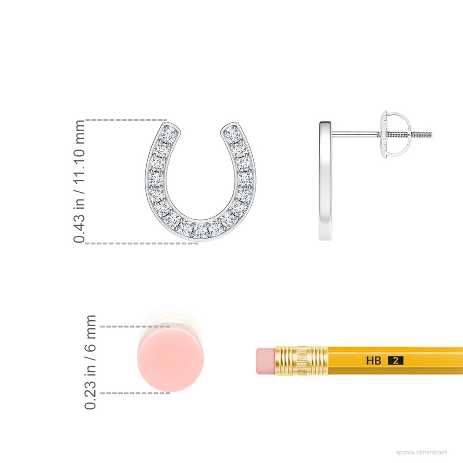 1.15mm GVS2 Pave-Set Diamond Horseshoe Stud Earrings in P950 Platinum ruler