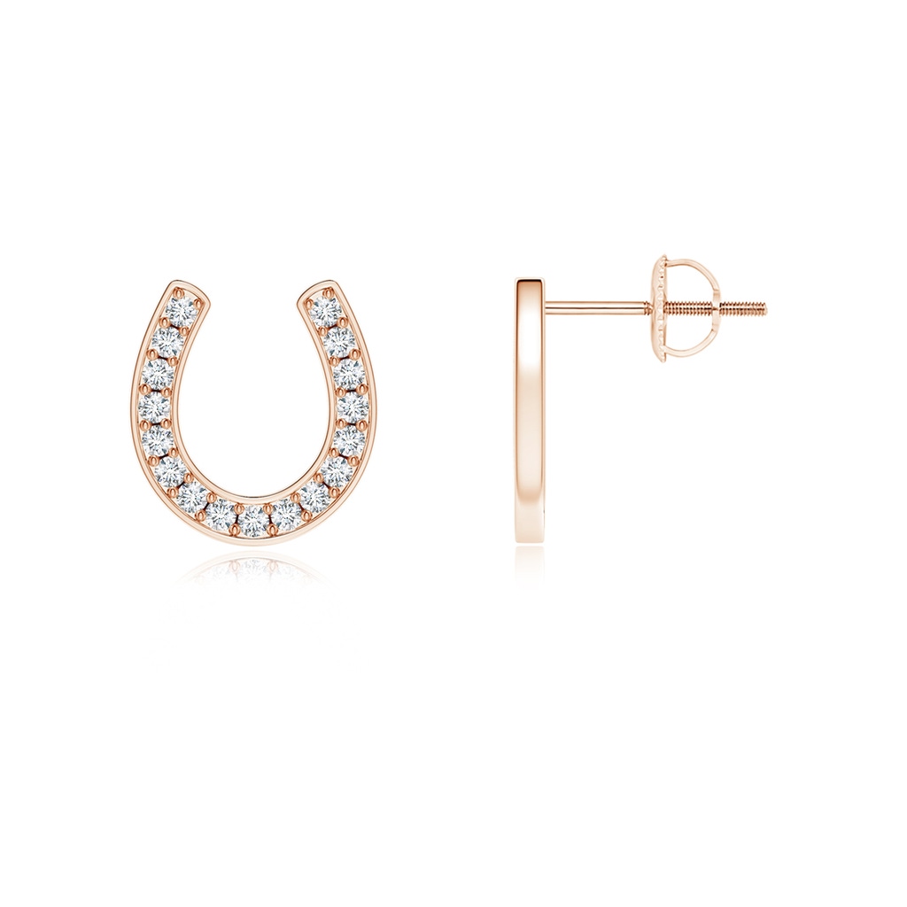 1.15mm GVS2 Pave-Set Diamond Horseshoe Stud Earrings in Rose Gold