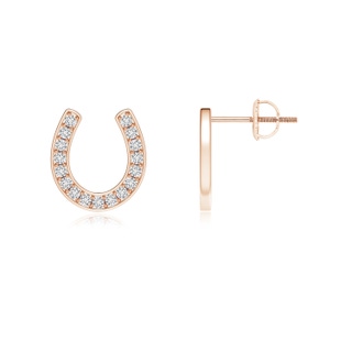 1.15mm HSI2 Pave-Set Diamond Horseshoe Stud Earrings in 10K Rose Gold