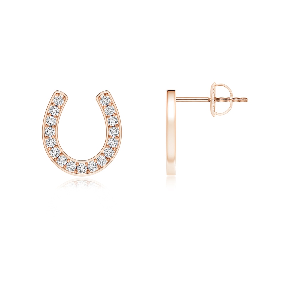 1.15mm HSI2 Pave-Set Diamond Horseshoe Stud Earrings in 18K Rose Gold