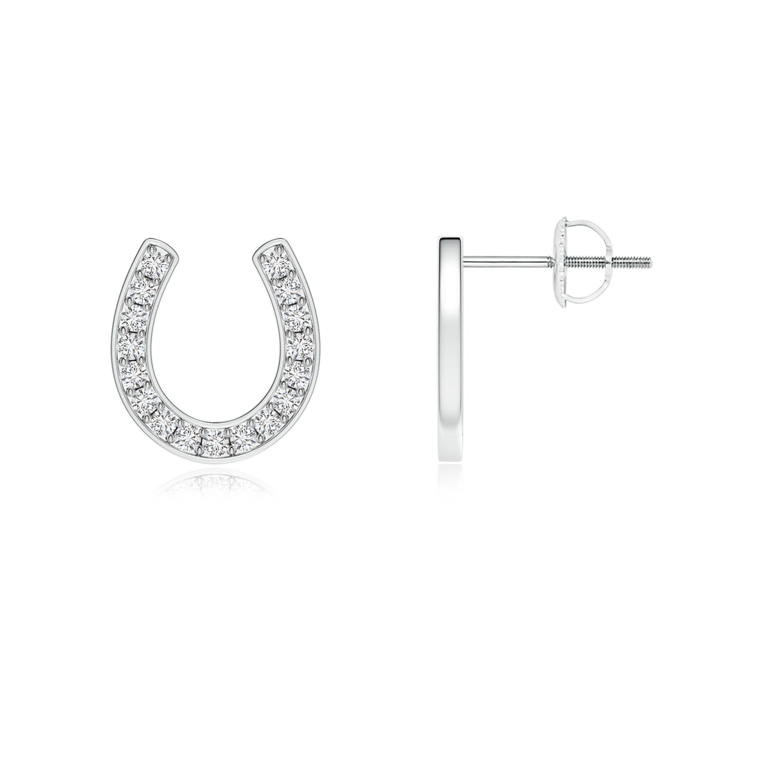 1.15mm HSI2 Pave-Set Diamond Horseshoe Stud Earrings in P950 Platinum