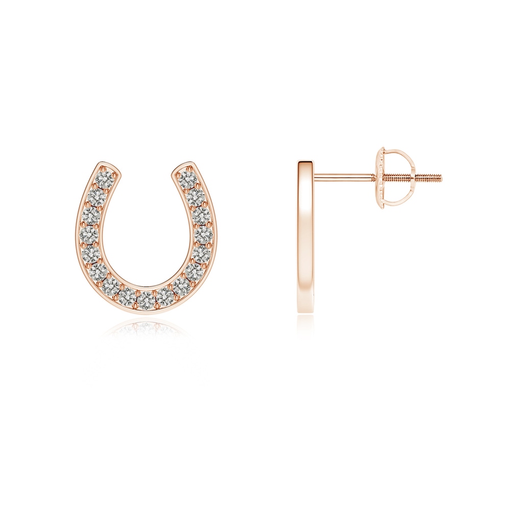 1.15mm KI3 Pave-Set Diamond Horseshoe Stud Earrings in 18K Rose Gold