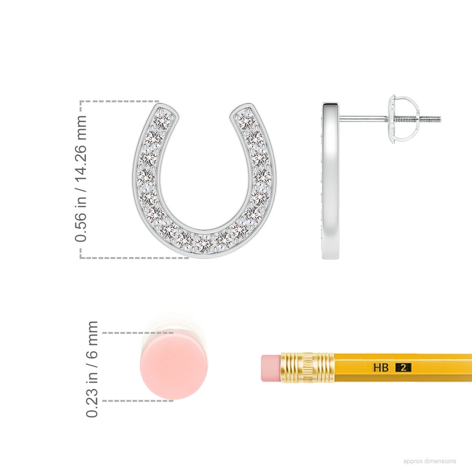 1.5mm IJI1I2 Pave-Set Diamond Horseshoe Stud Earrings in P950 Platinum ruler