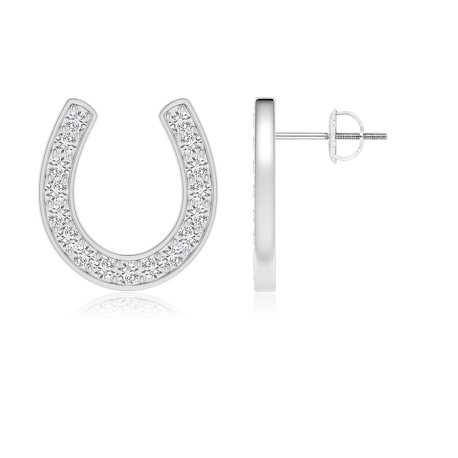 1.75mm HSI2 Pave-Set Diamond Horseshoe Stud Earrings in White Gold