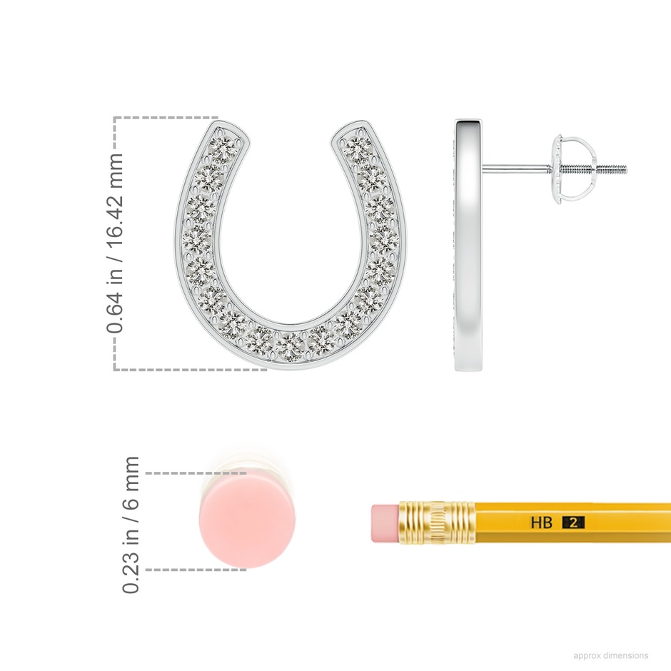 1.75mm KI3 Pave-Set Diamond Horseshoe Stud Earrings in White Gold ruler