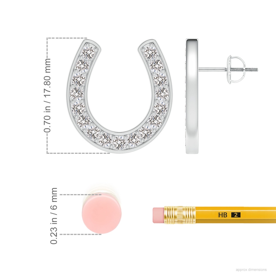 1.9mm IJI1I2 Pave-Set Diamond Horseshoe Stud Earrings in 18K White Gold ruler