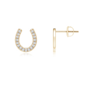 1mm GVS2 Pave-Set Diamond Horseshoe Stud Earrings in Yellow Gold