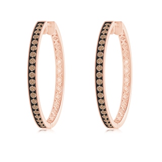 1.6mm AA Pavé-Set Coffee Diamond Hoop Earrings with Milgrain in 10K Rose Gold